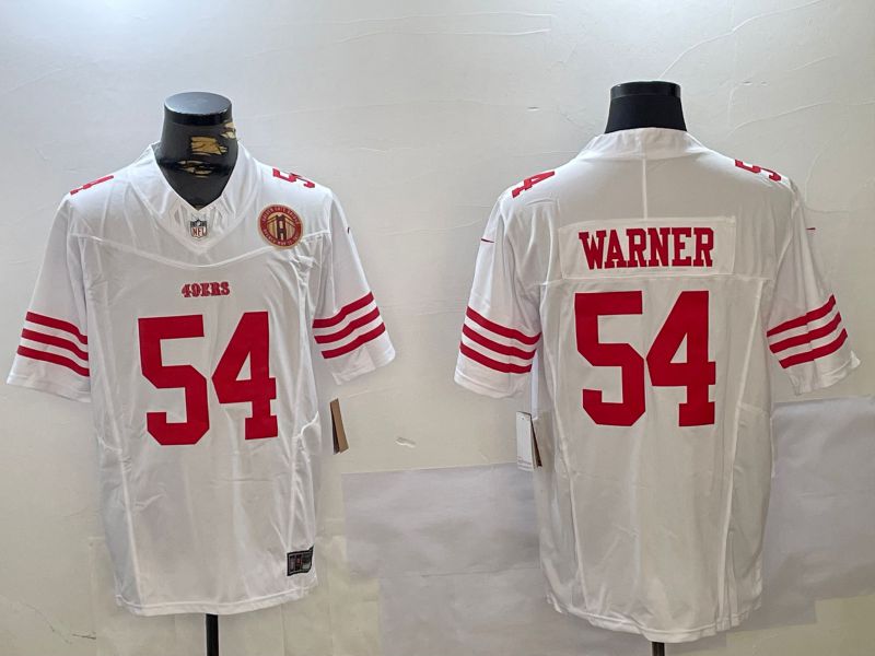 Men San Francisco 49ers #54 Warner White Three generations 2024 Nike Vapor Limited NFL Jersey style 3